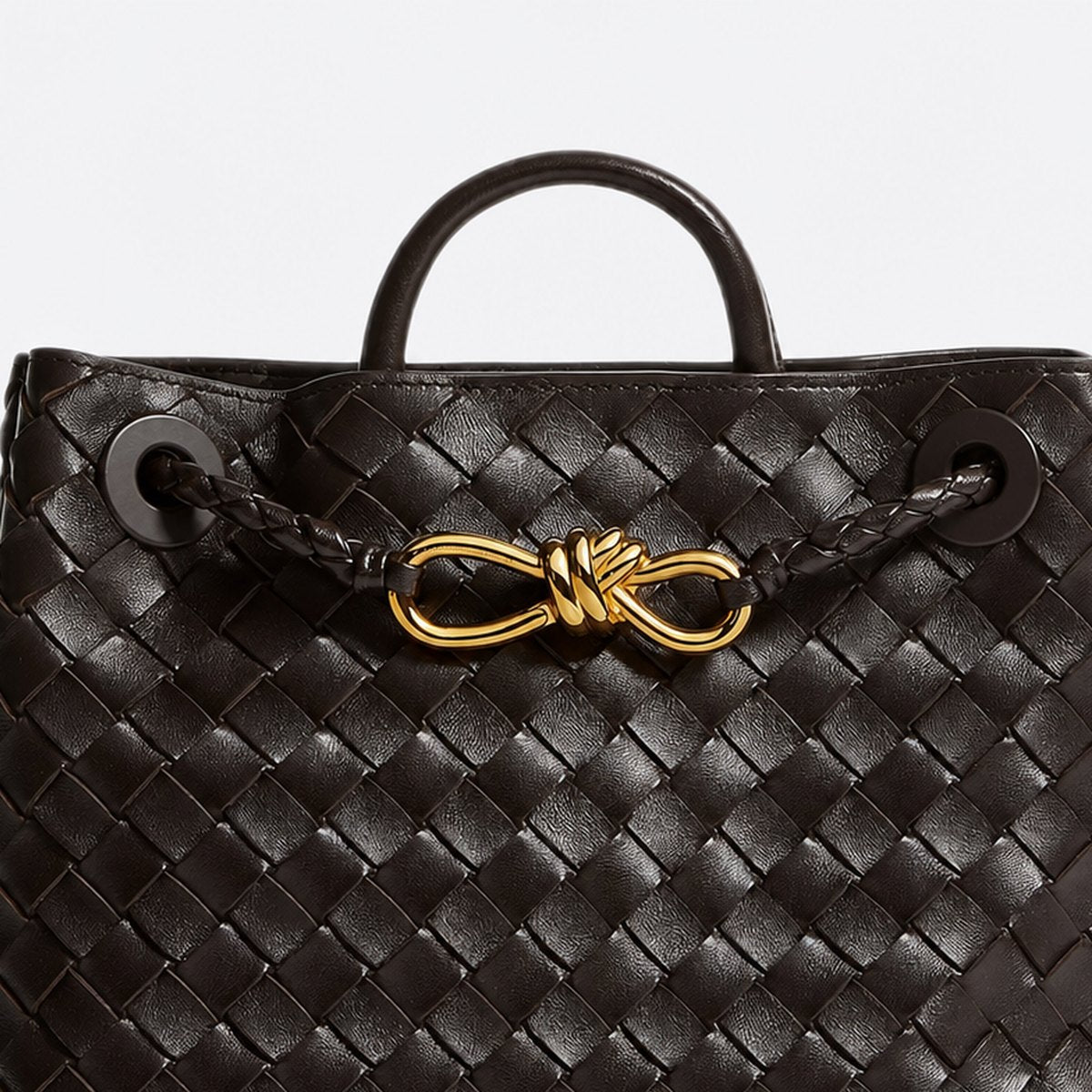 Dark Brown Woven Leather Top-Handle Bag, photo 2
