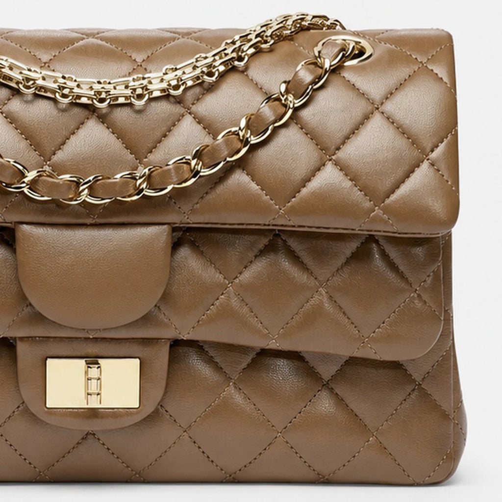 Brown Quilted Lambskin Flap Bag, photo 3
