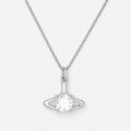 Silver-Tone Pendant Necklace with Clear Stone, photo 1