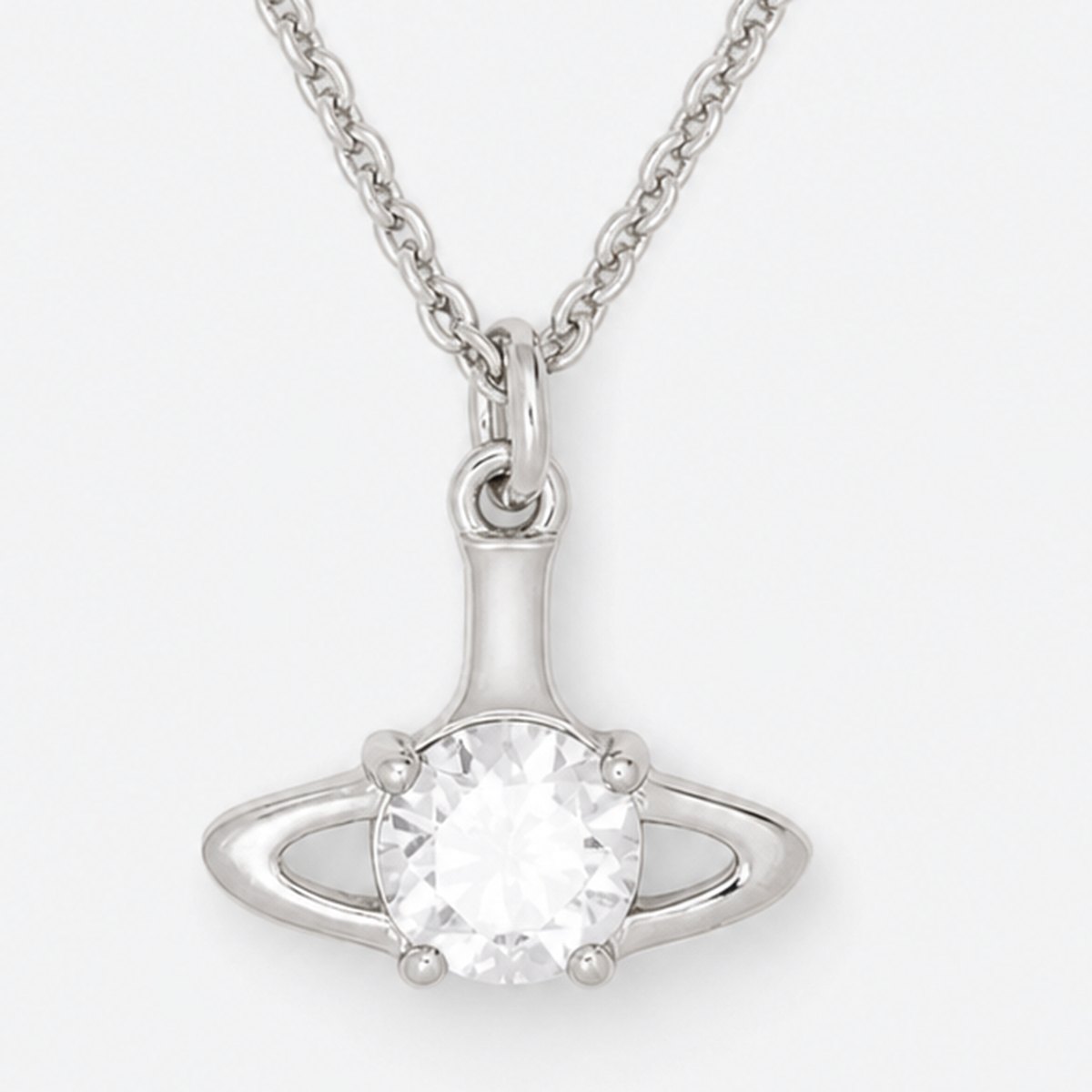 Silver-Tone Pendant Necklace with Clear Stone, photo 3