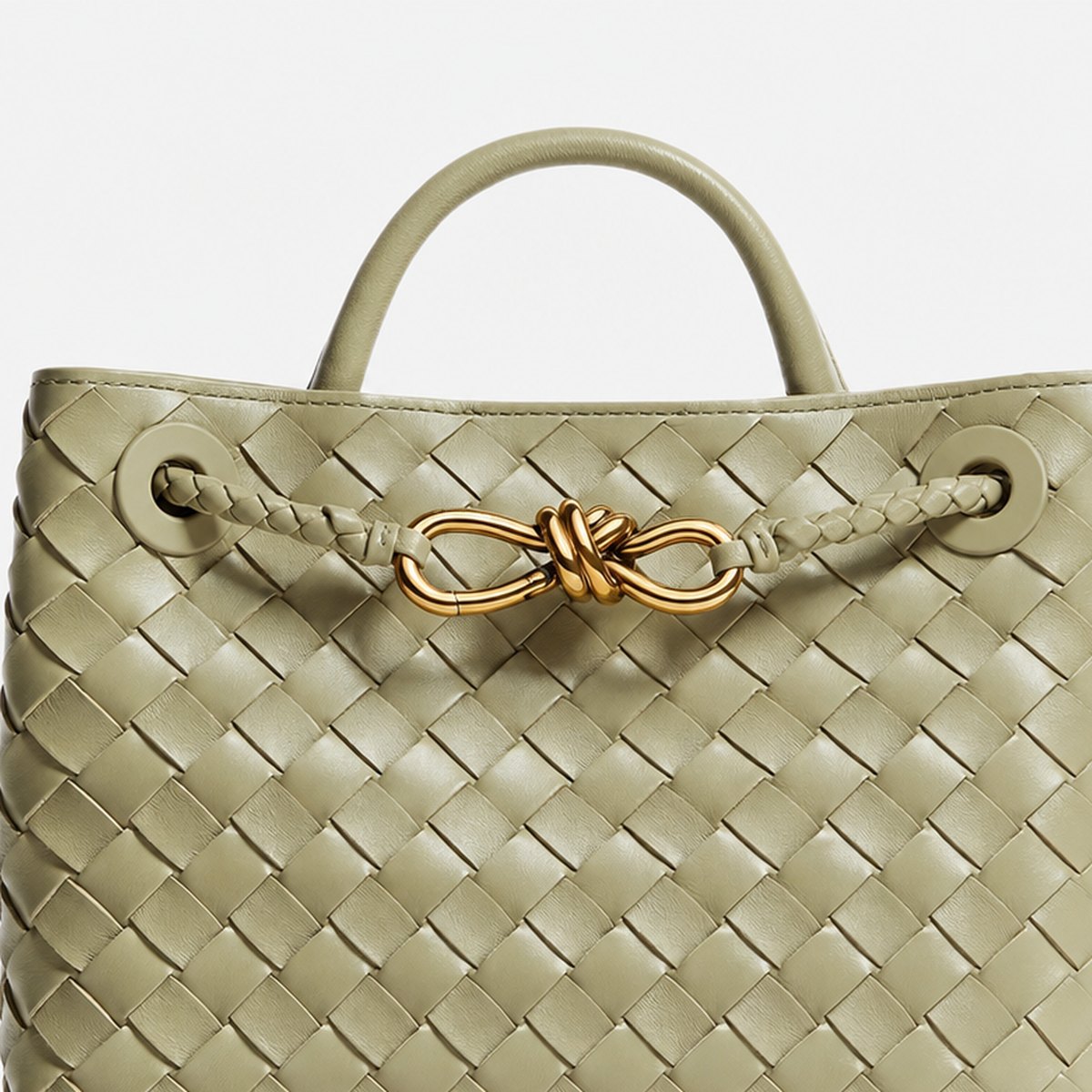 Sage Woven Leather Top-Handle Bag, photo 2