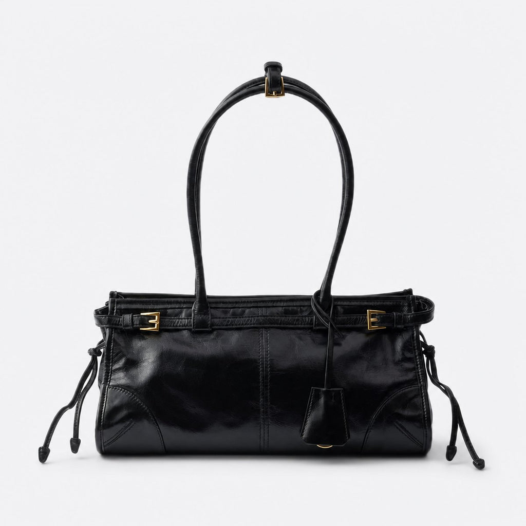Black Leather Top-Handle Bag, photo 1