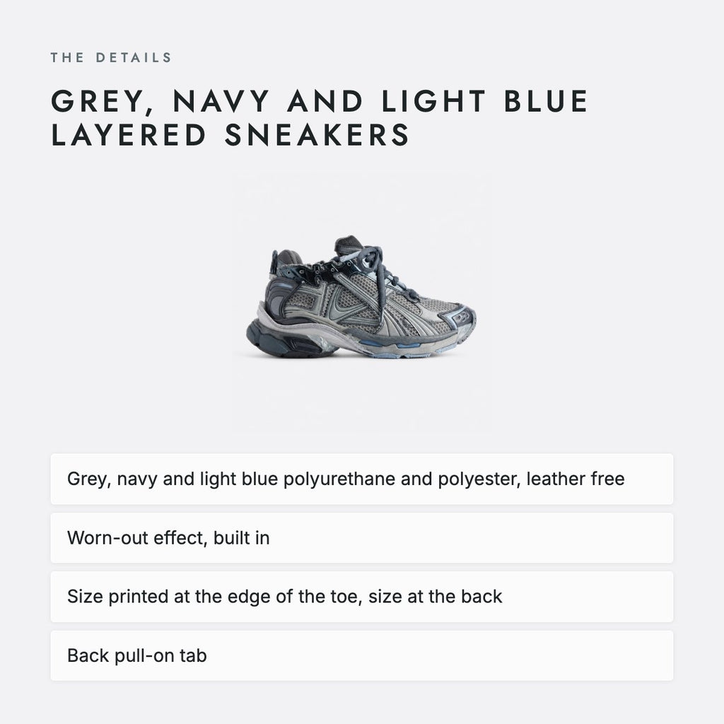 Grey, Navy and Light Blue Layered Sneakers, photo 4