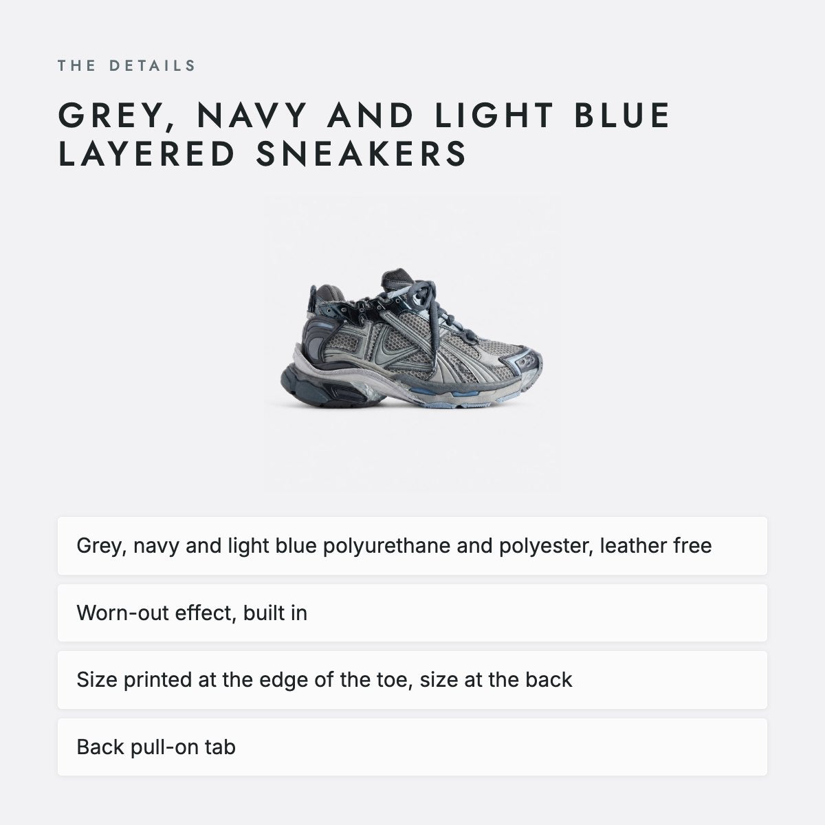 Grey, Navy and Light Blue Layered Sneakers, photo 4