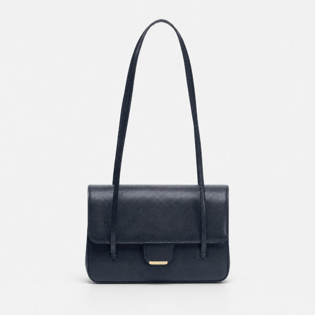 Dark Blue Grained Calfskin Flap Bag, photo 1