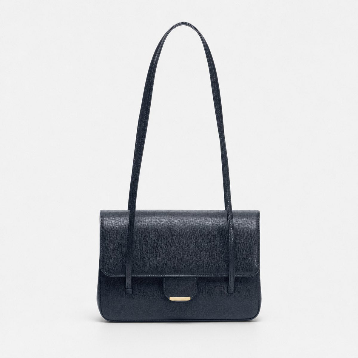 Dark Blue Grained Calfskin Flap Bag, photo 1
