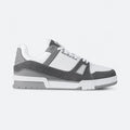 Gray Denim and Embossed Leather Sneakers, photo 1