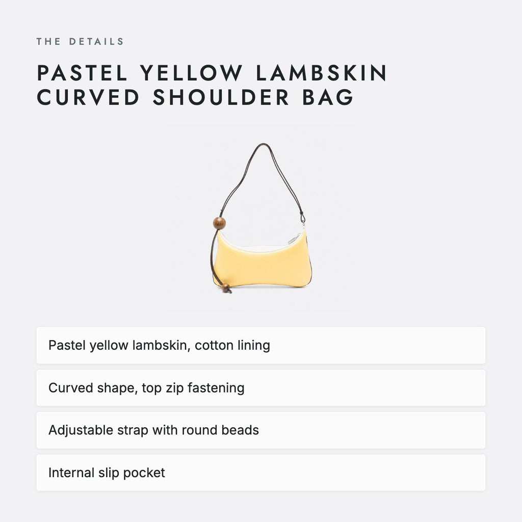 Pastel Yellow Lambskin Curved Shoulder Bag, photo 4