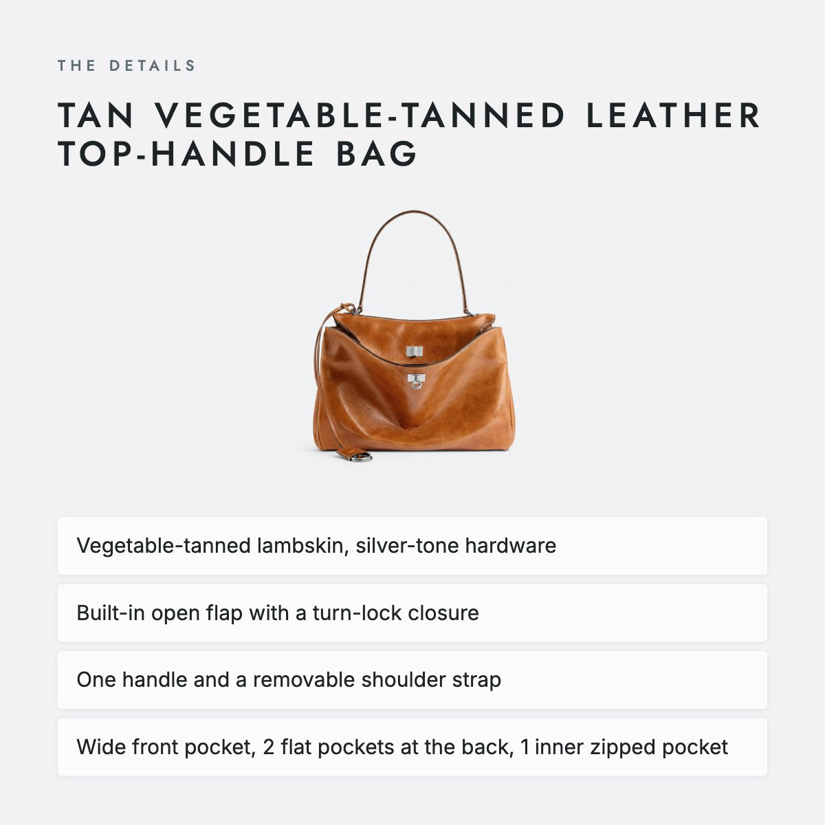 Tan Vegetable-Tanned Leather Top-Handle Bag, photo 4