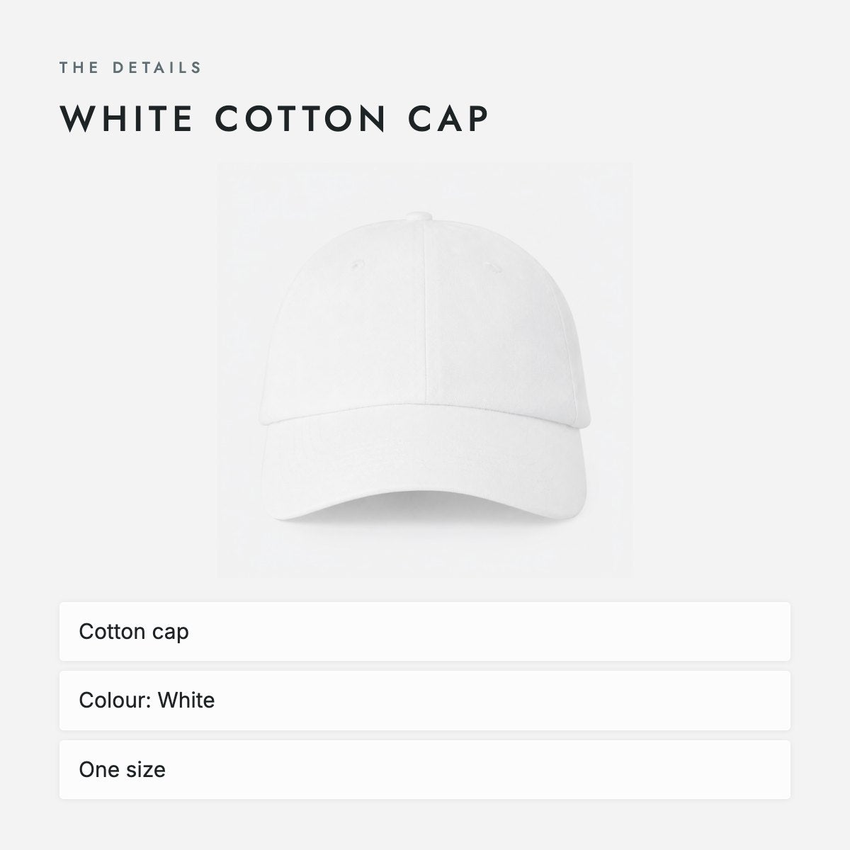 White Cotton Cap, photo 4