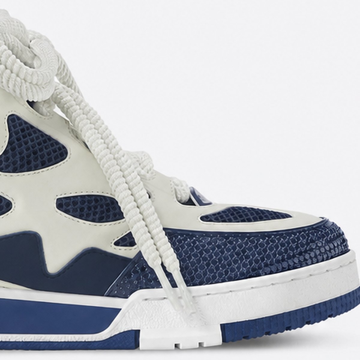 Navy and Cream Mesh and Leather Sneakers, photo 3