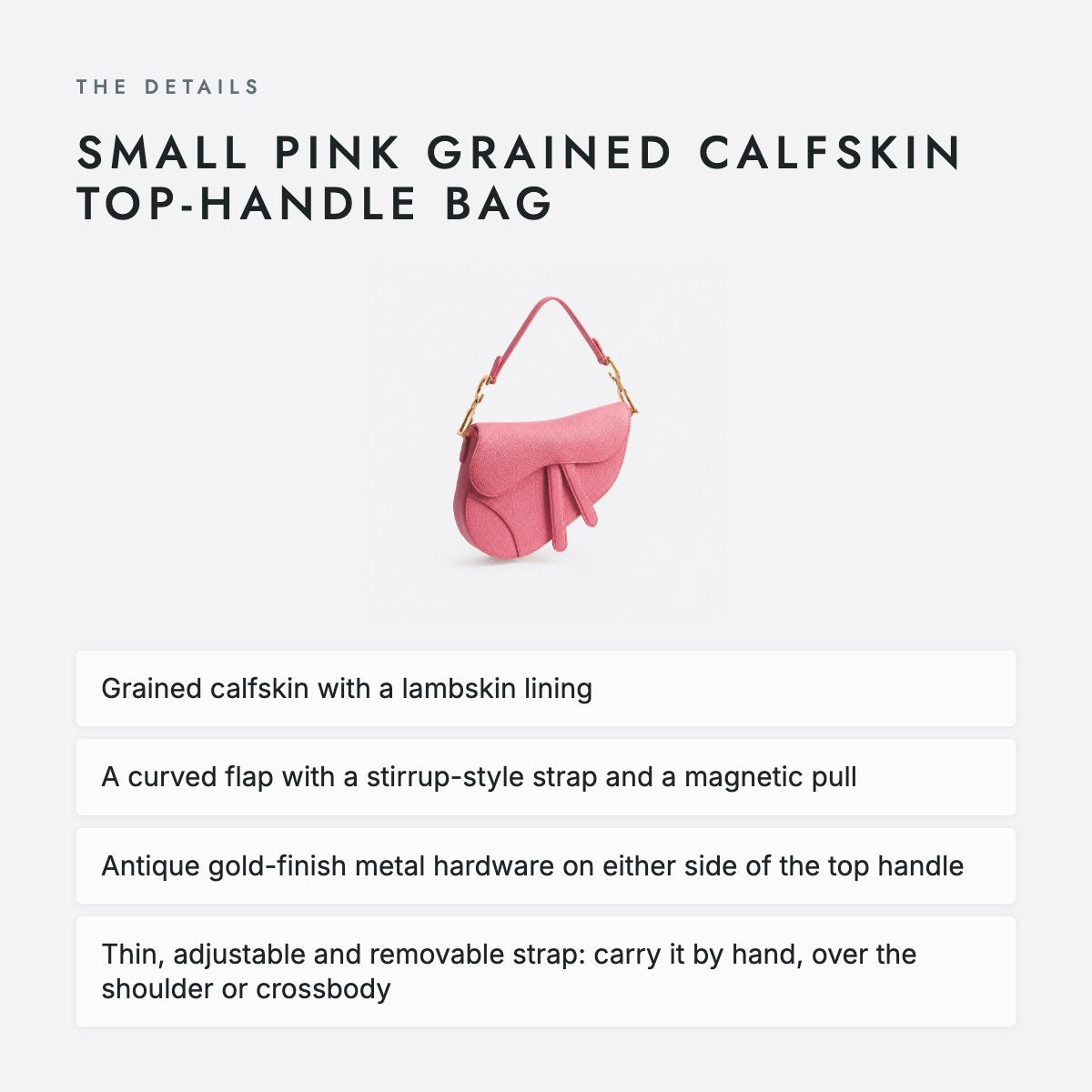 Small Pink Grained Calfskin Top-Handle Bag, photo 4