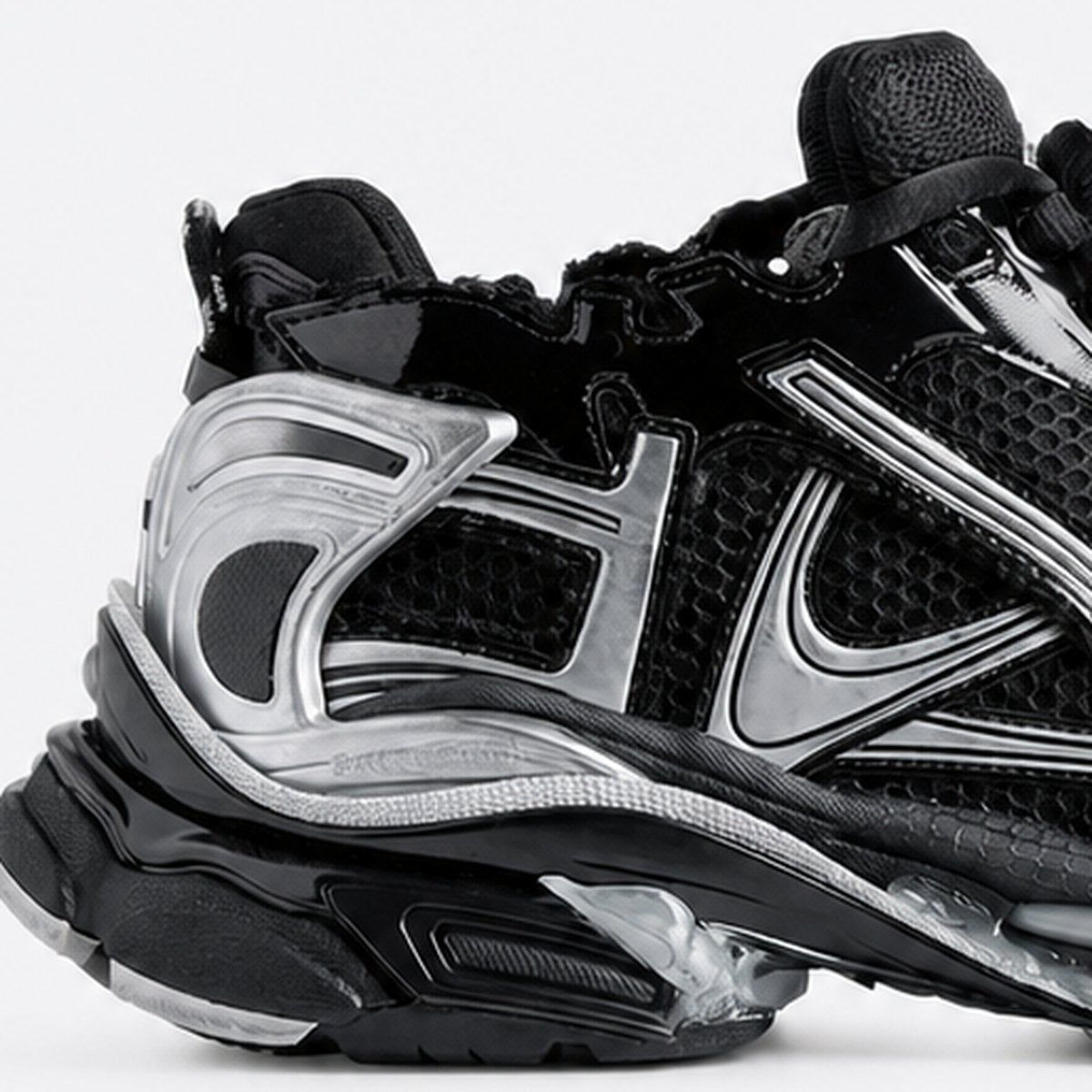 Black and Silver Layered Mesh Sneakers, photo 2