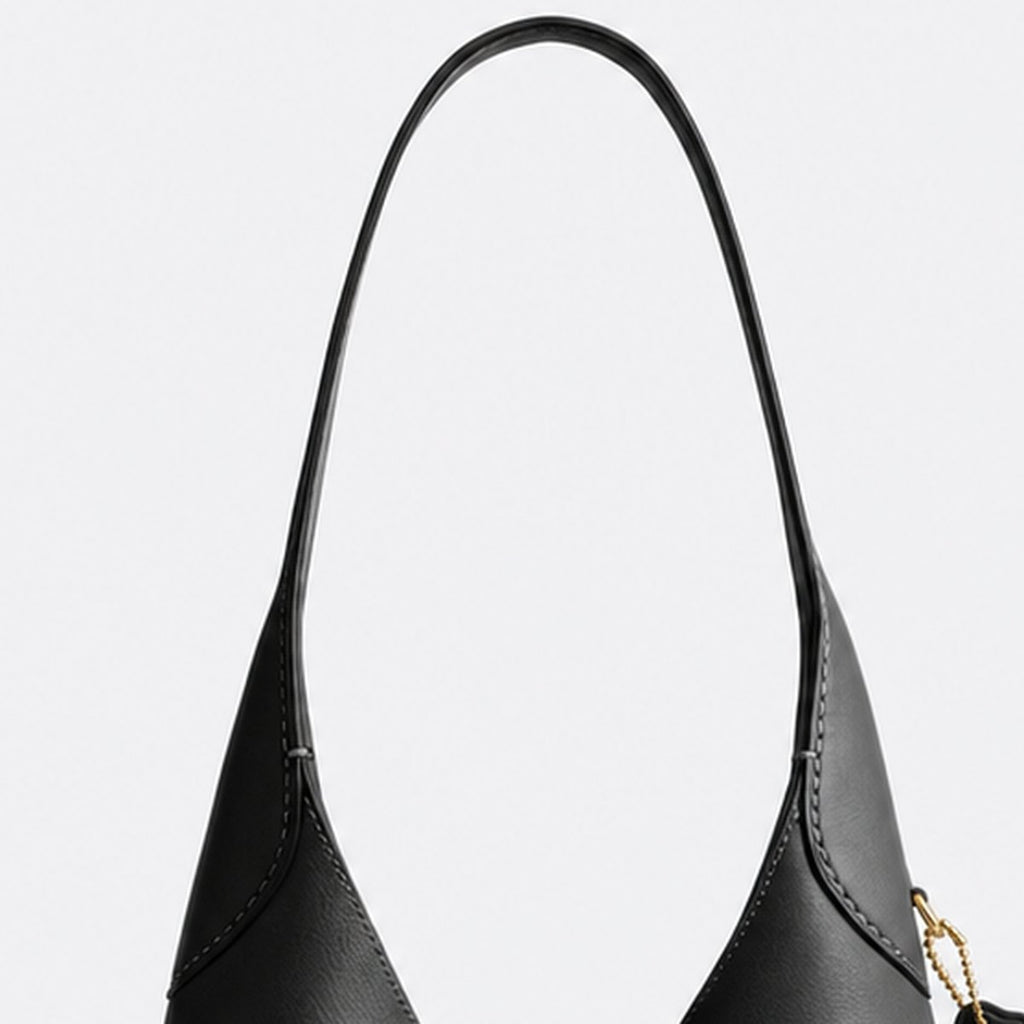 Black Grain Leather Hobo Shoulder Bag, photo 2