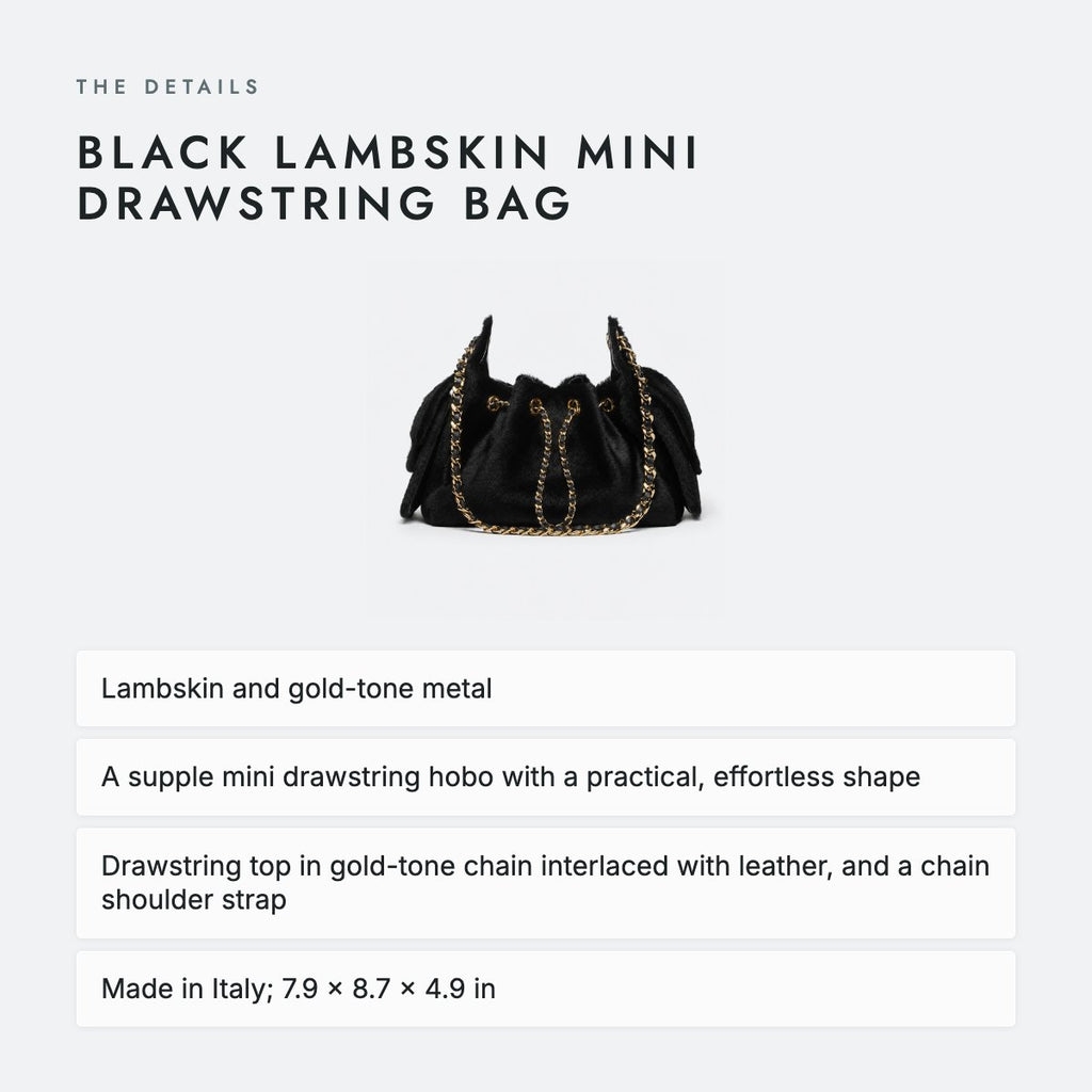 Black Lambskin Mini Drawstring Bag, photo 4