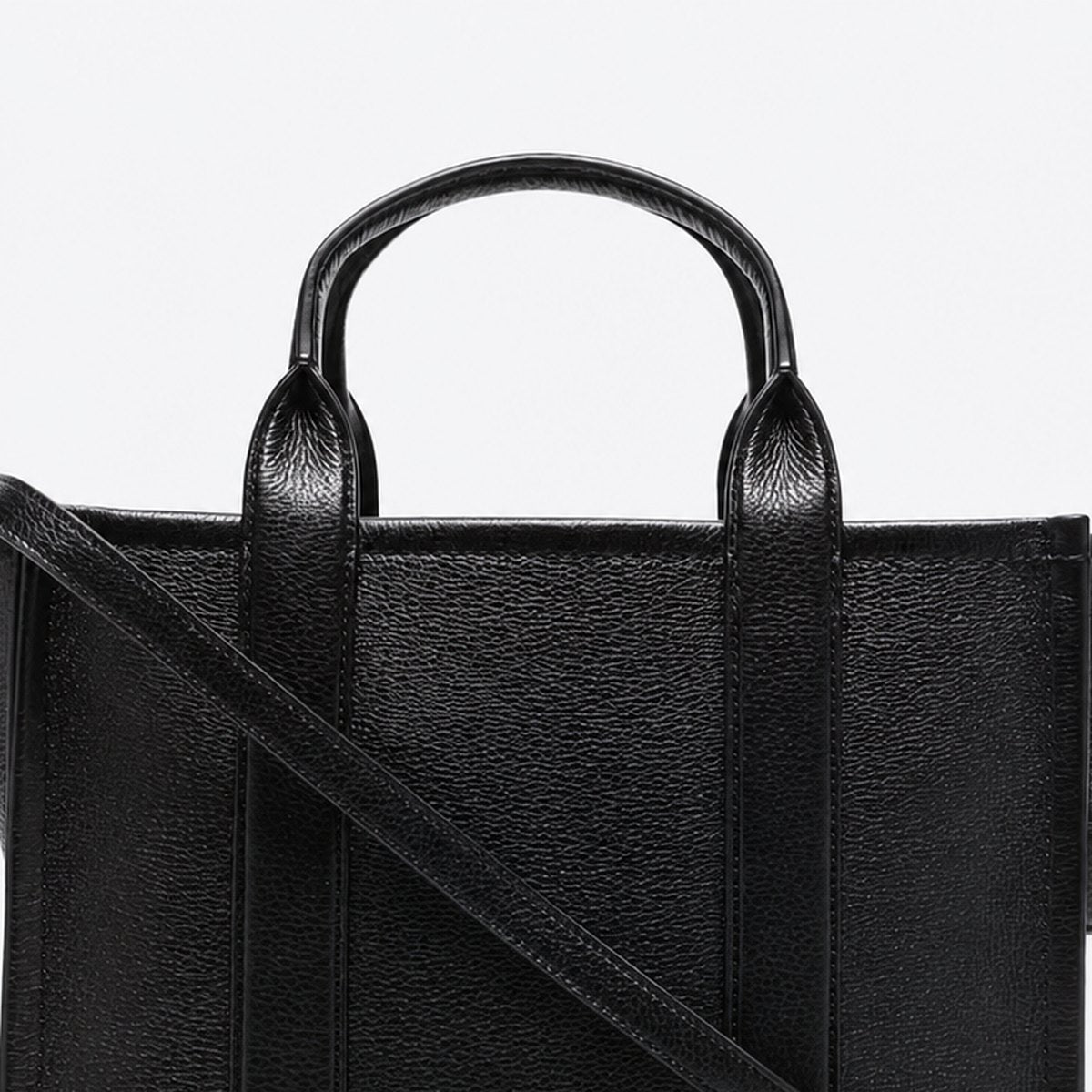 Medium Black Grained Leather Tote Bag, photo 2