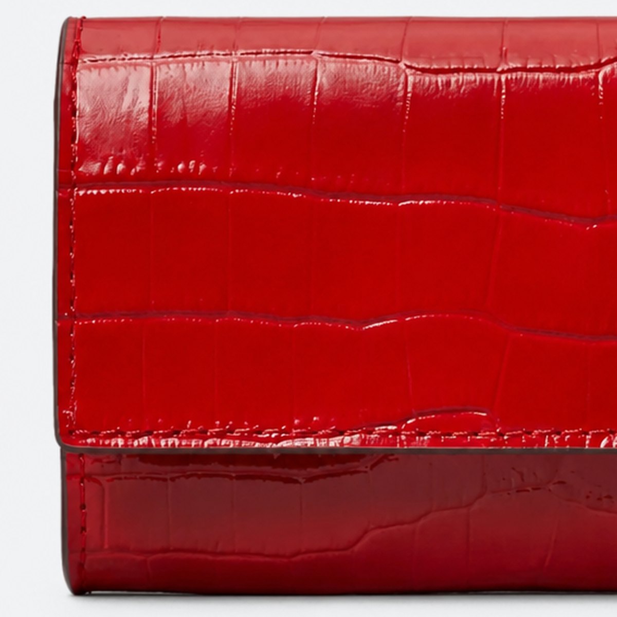 Red Croc-Embossed Leather Flap Wallet, photo 2