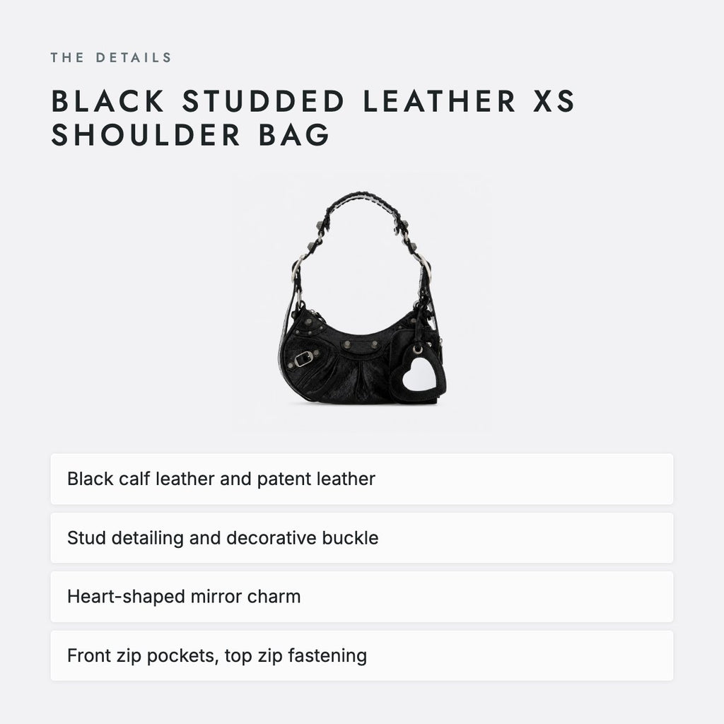 Black Studded Leather XS Shoulder Bag, photo 4