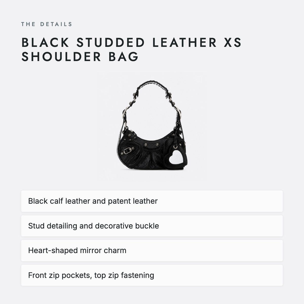 Black Studded Leather XS Shoulder Bag, photo 4