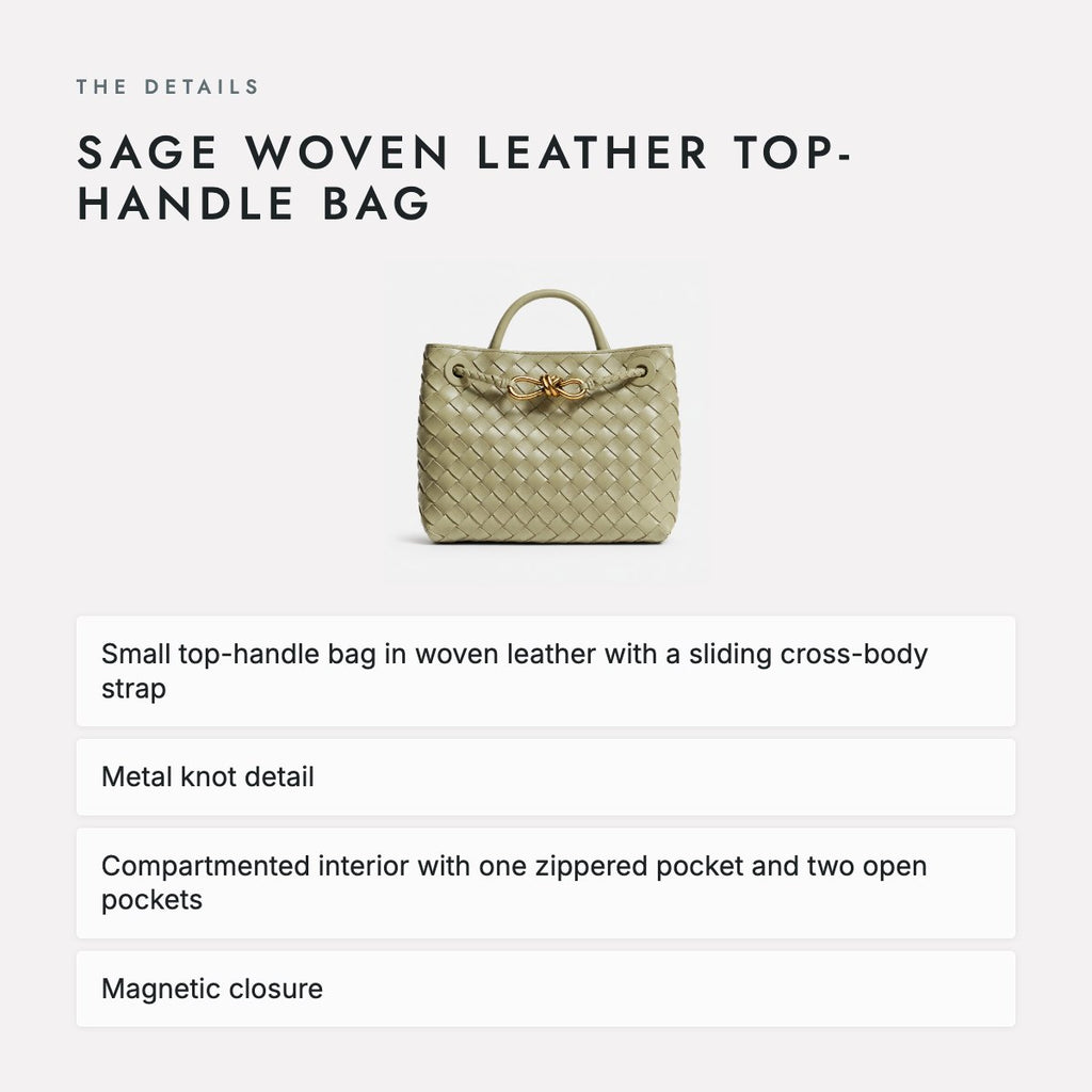 Sage Woven Leather Top-Handle Bag, photo 4