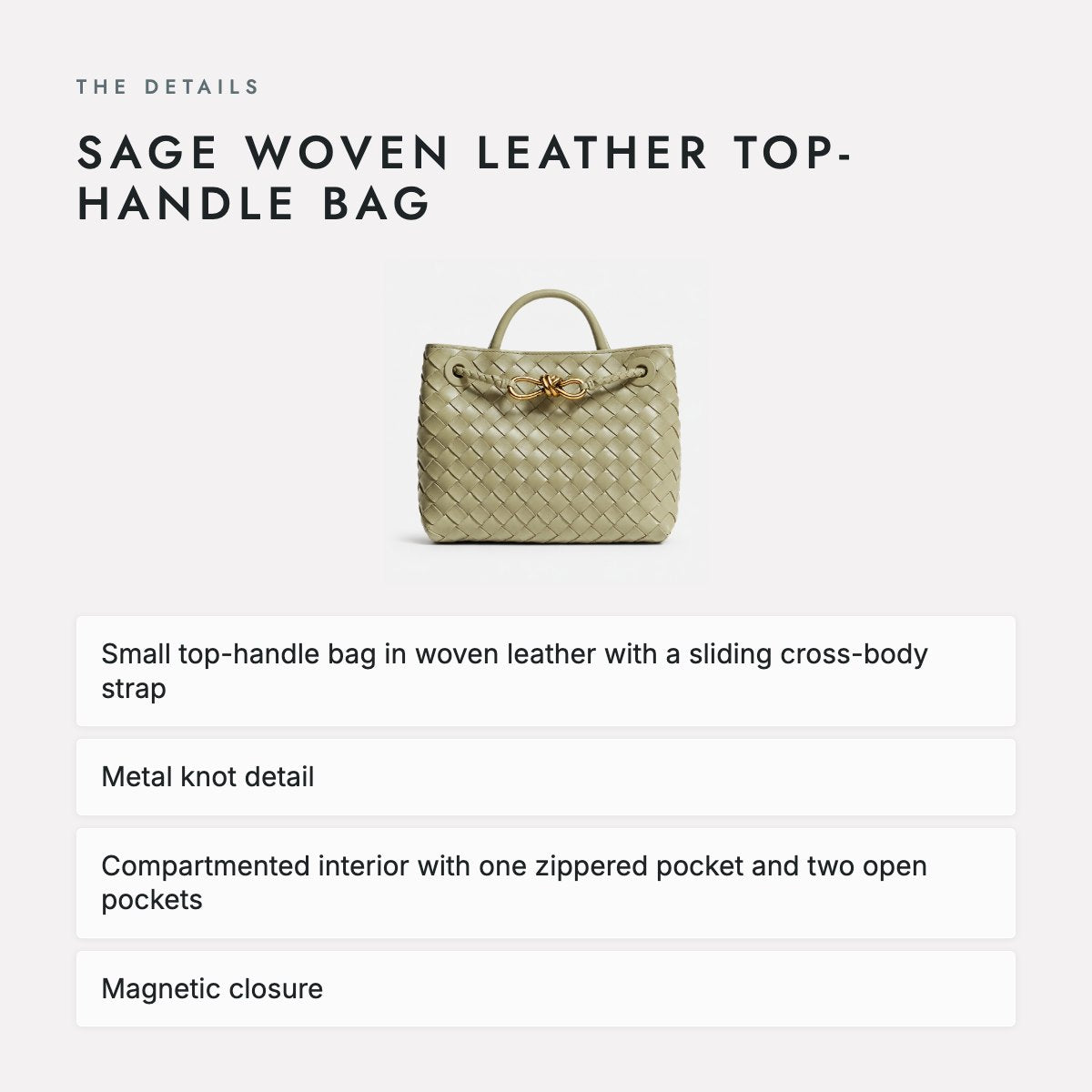 Sage Woven Leather Top-Handle Bag, photo 4