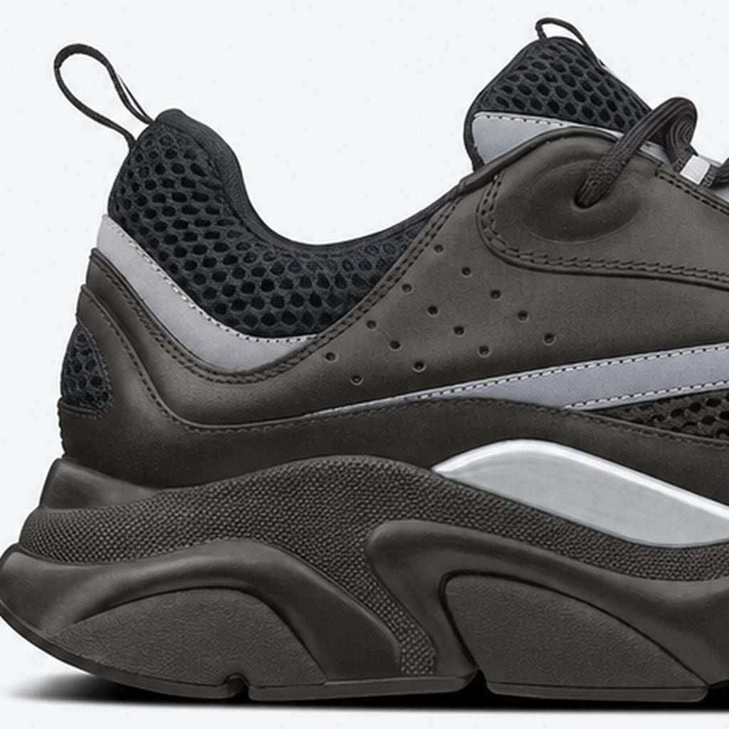 Black Mesh and Leather Chunky Sneakers, photo 2