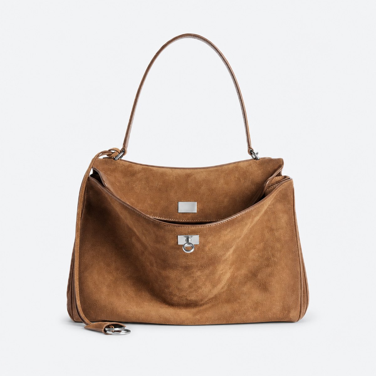 Camel Suede Top-Handle Bag, photo 1