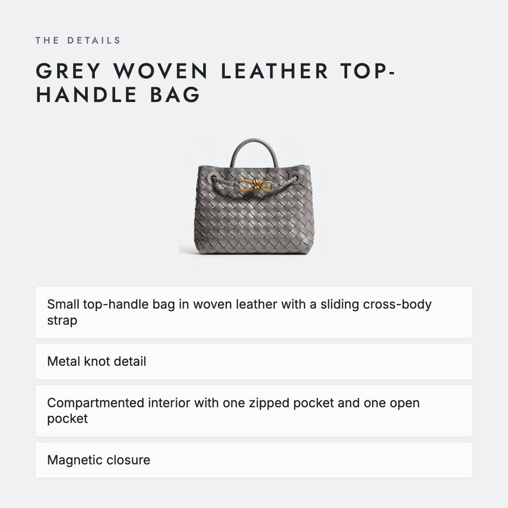 Grey Woven Leather Top-Handle Bag, photo 4