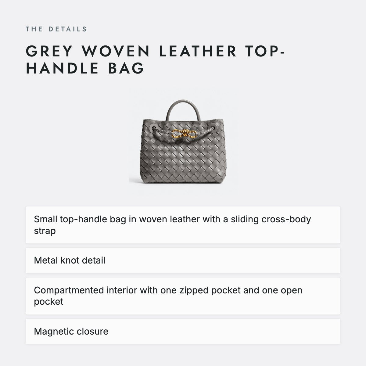 Grey Woven Leather Top-Handle Bag, photo 4