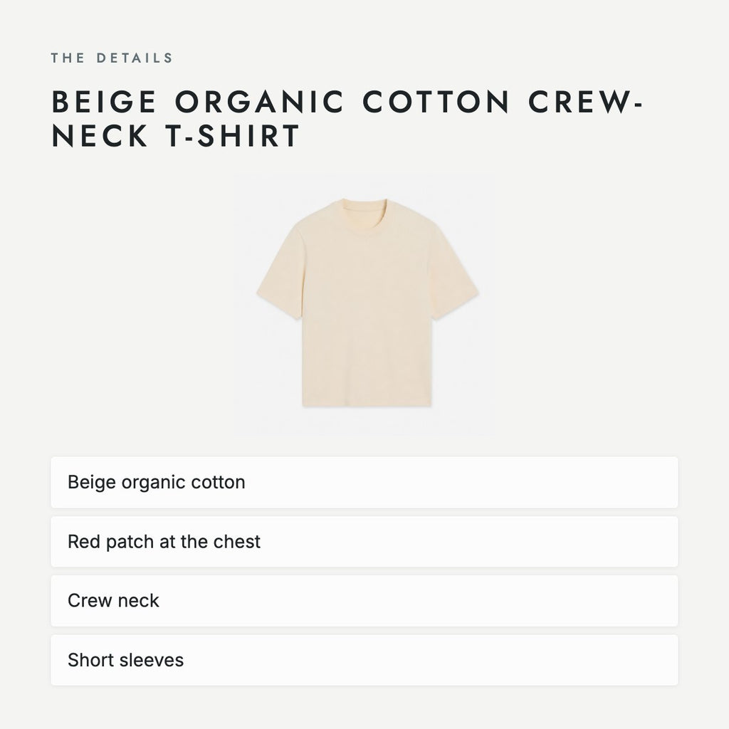 Beige Organic Cotton Crew-Neck T-Shirt, photo 4