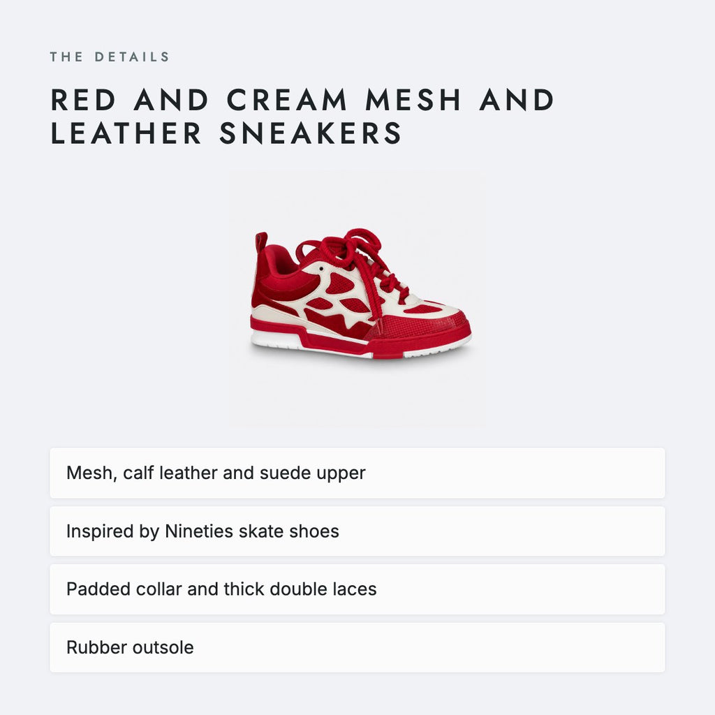 Red and Cream Mesh and Leather Sneakers, photo 4