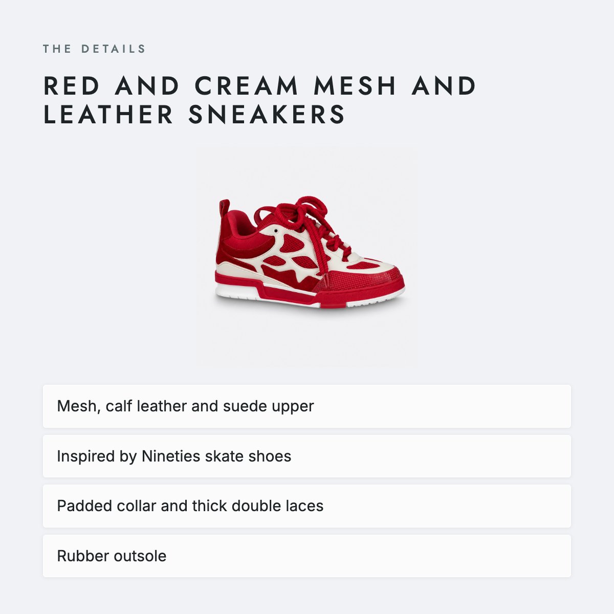 Red and Cream Mesh and Leather Sneakers, photo 4