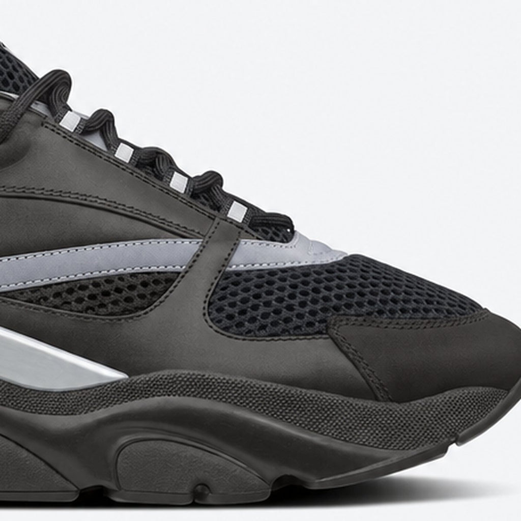 Black Mesh and Leather Chunky Sneakers, photo 3
