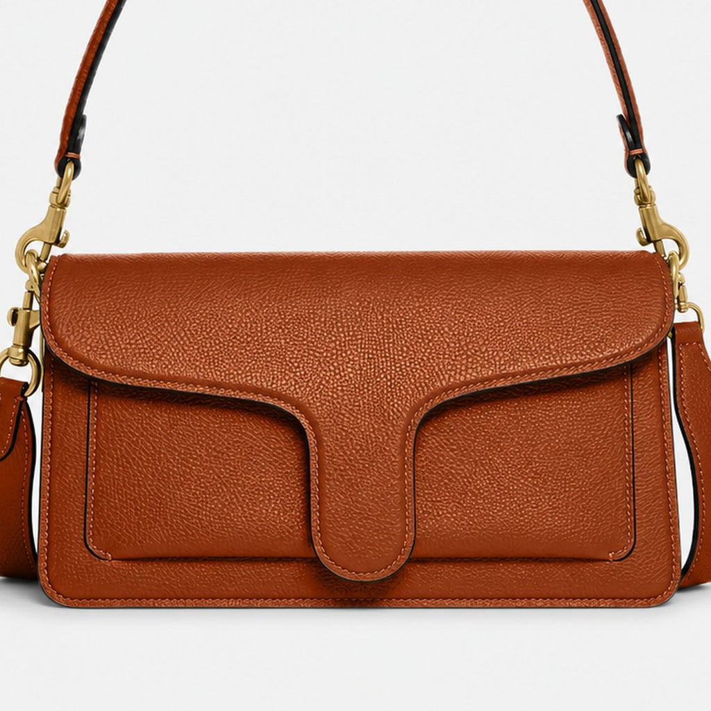 Amber Brown Pebble Leather Shoulder Bag, photo 3