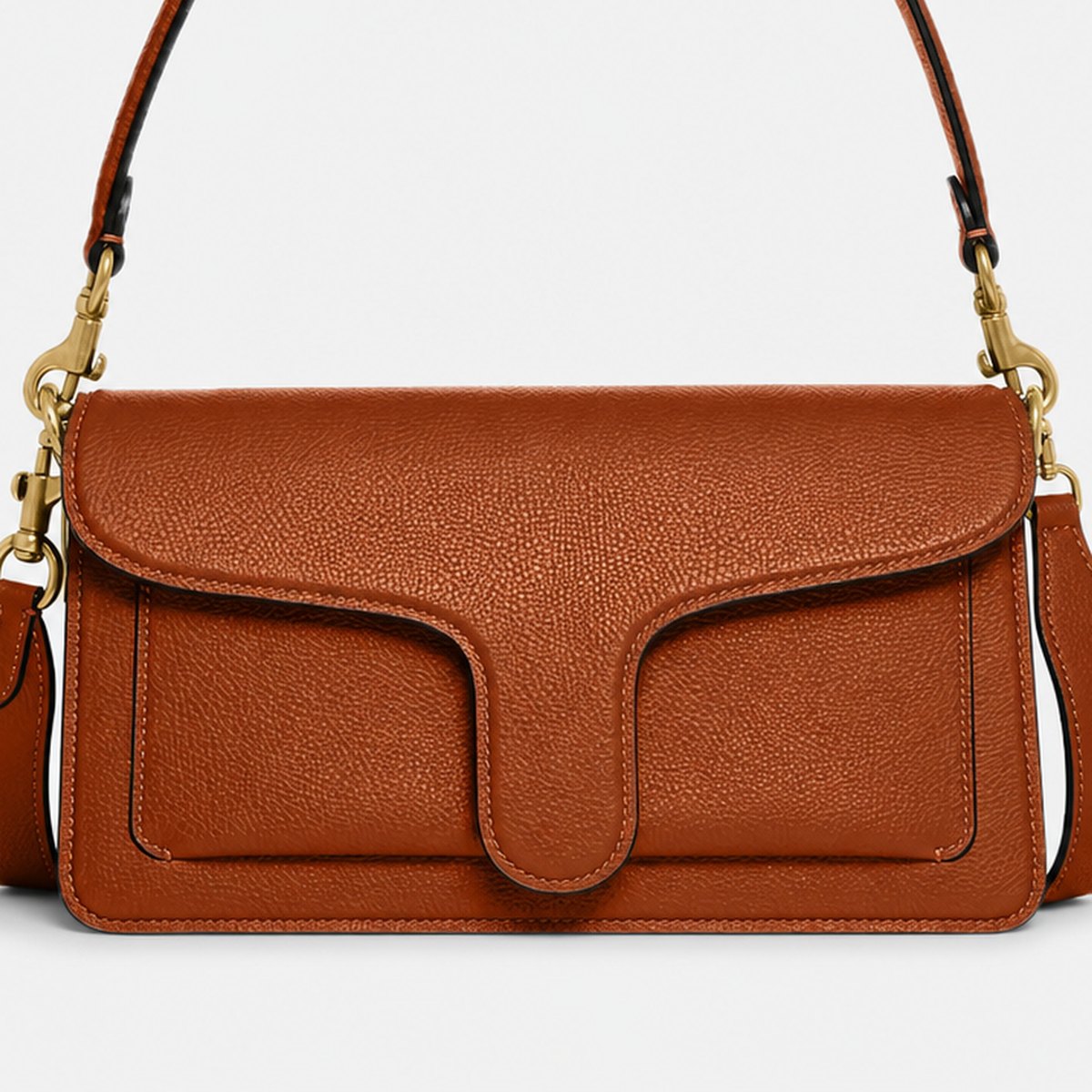 Amber Brown Pebble Leather Shoulder Bag, photo 3