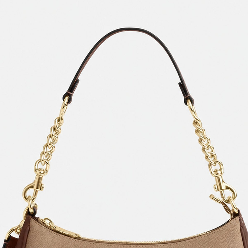 Tan and Brown Coated Canvas Shoulder Bag, photo 2