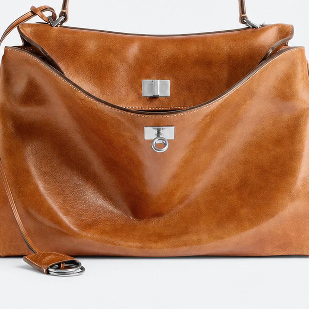 Tan Vegetable-Tanned Leather Top-Handle Bag, photo 3
