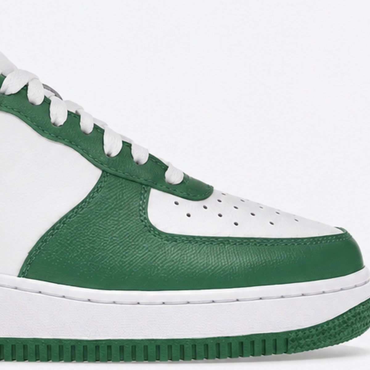 White and Green Leather Low-Top Sneakers, photo 3