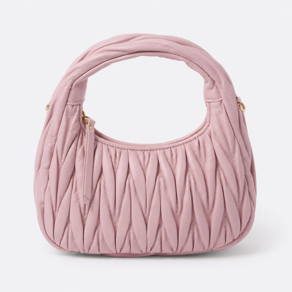 Alabaster Pink Quilted Leather Hobo Bag, photo 1