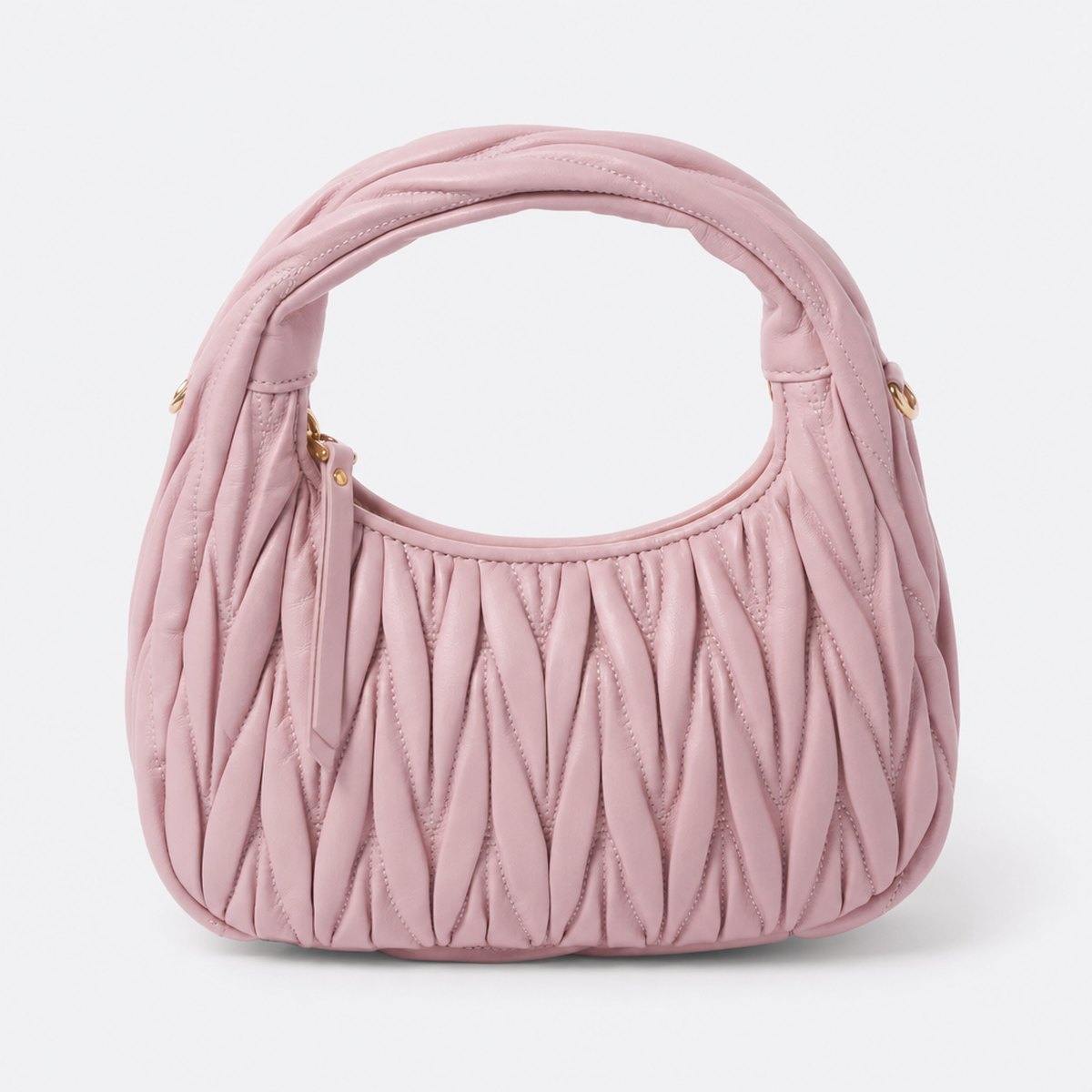 Alabaster Pink Quilted Leather Hobo Bag, photo 1