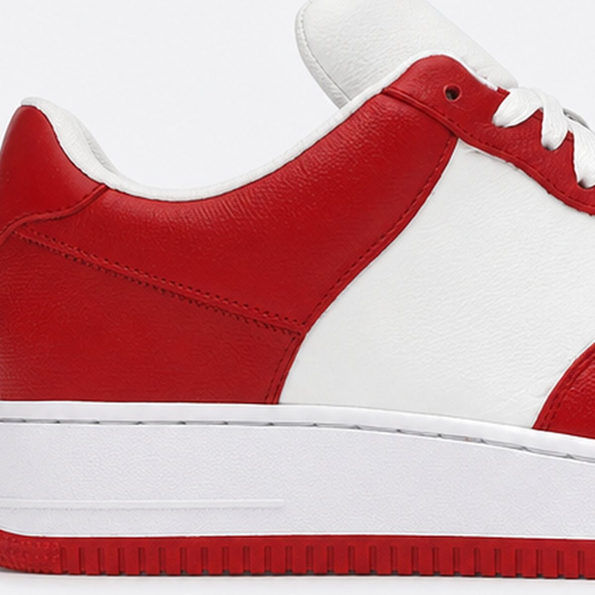 White and Red Leather Low-Top Sneakers, photo 2