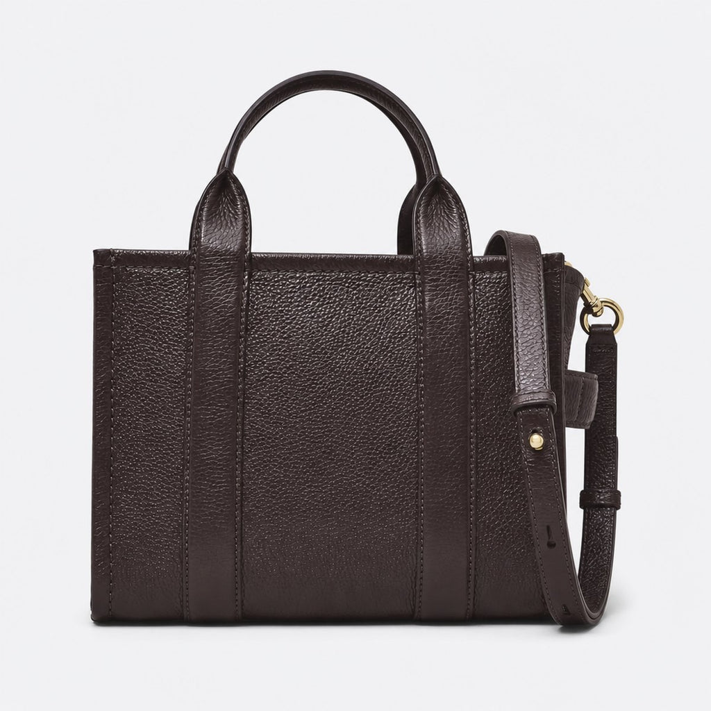 Small Brown Grained Leather Tote Bag, photo 1