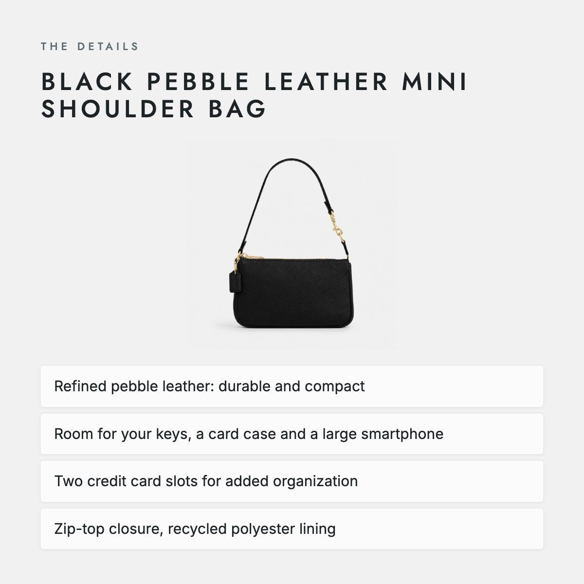 Black Pebble Leather Mini Shoulder Bag, photo 4