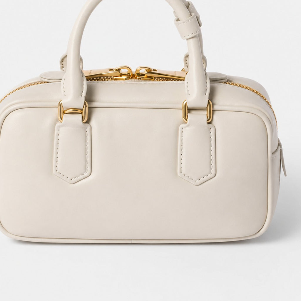 Chalk White Padded Leather Top-Handle Bag, photo 3
