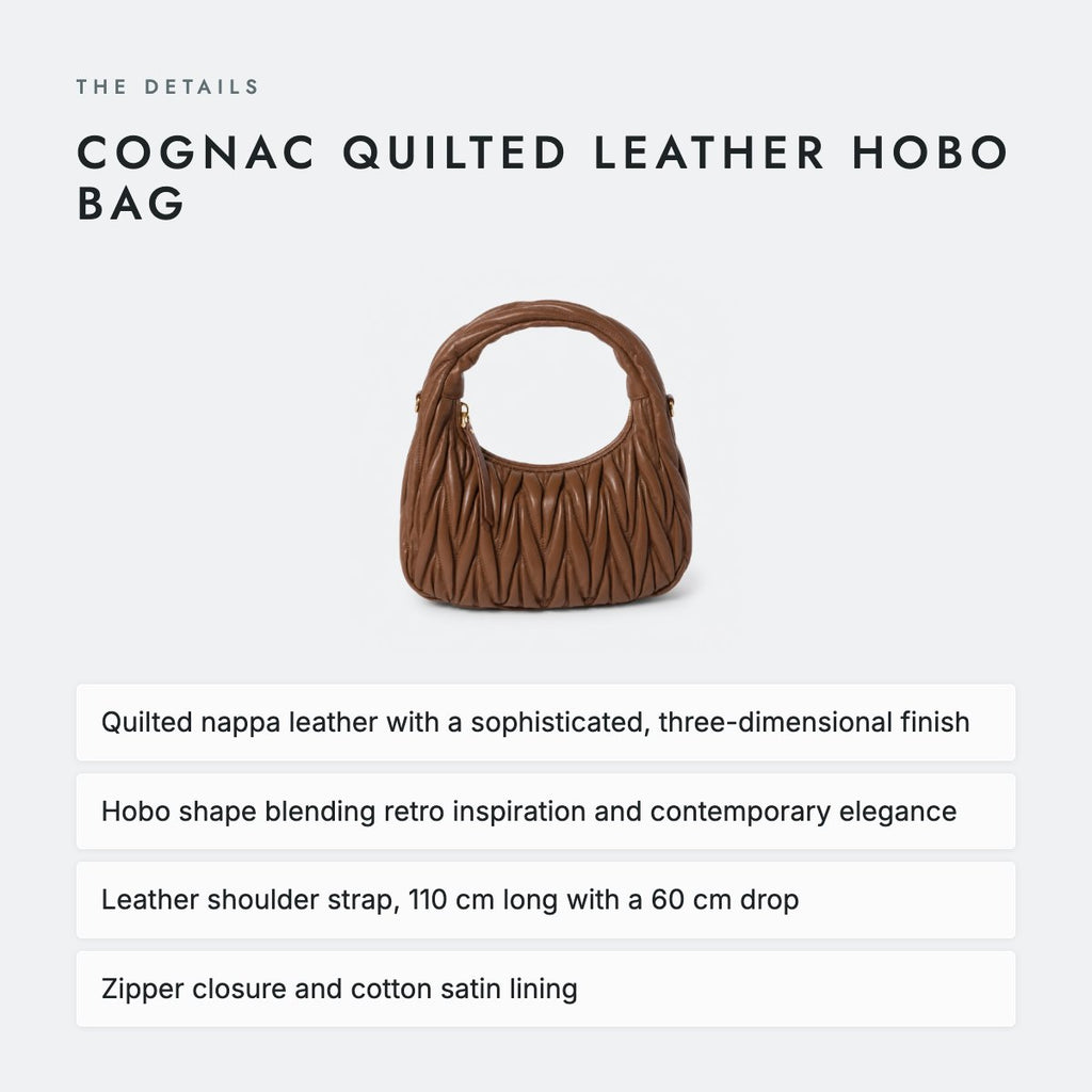 Cognac Quilted Leather Hobo Bag, photo 4