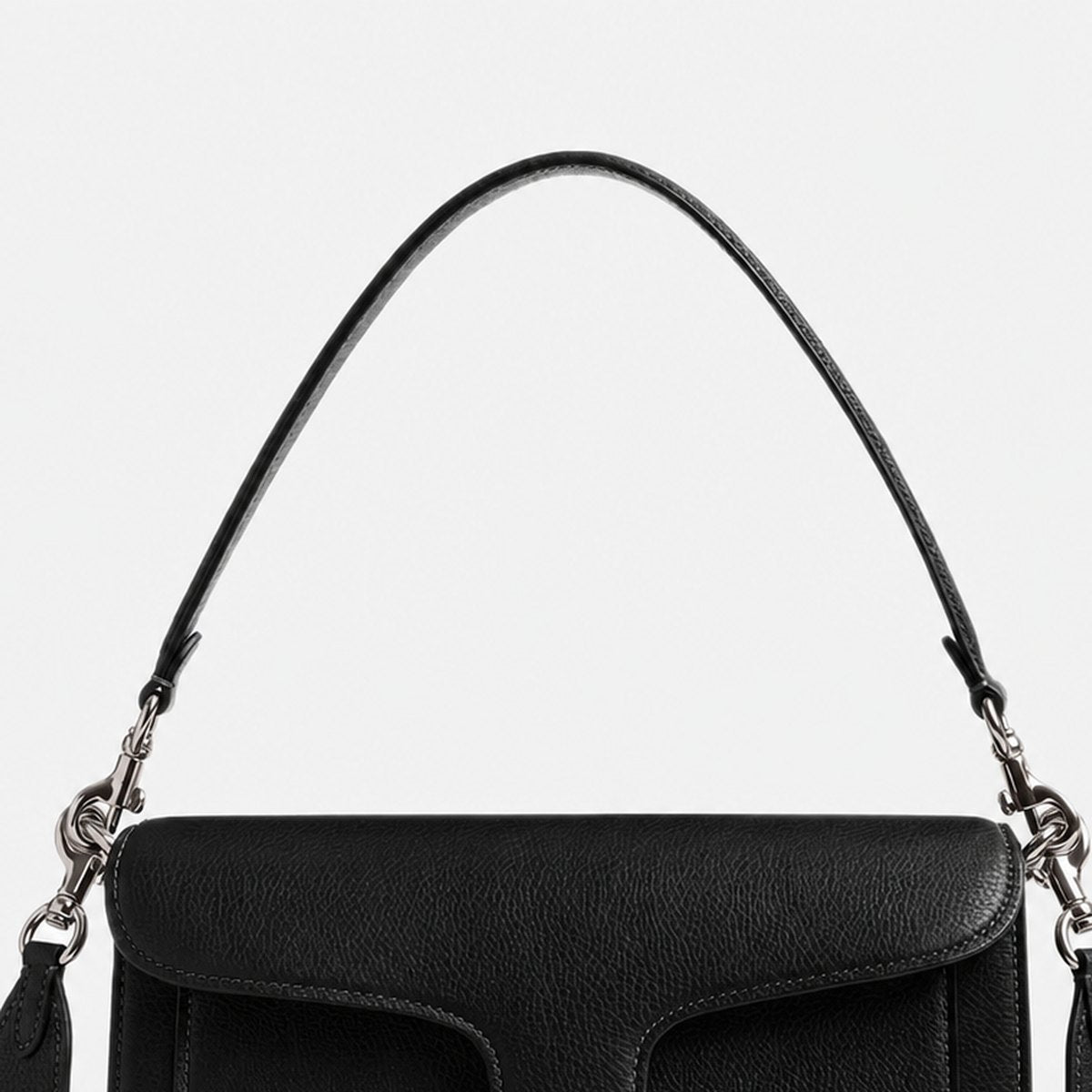 Black Pebble Leather Shoulder Bag, photo 2