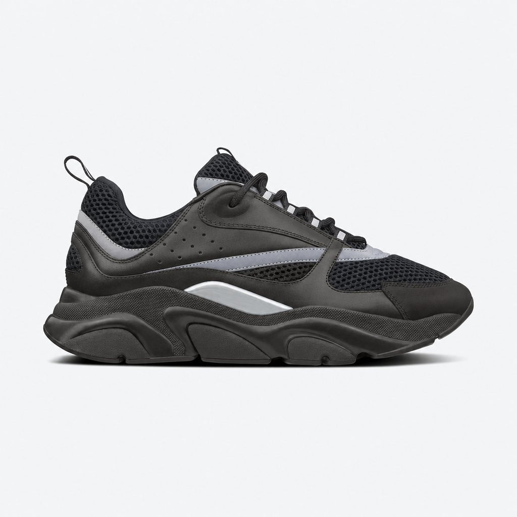 Black Mesh and Leather Chunky Sneakers, photo 1