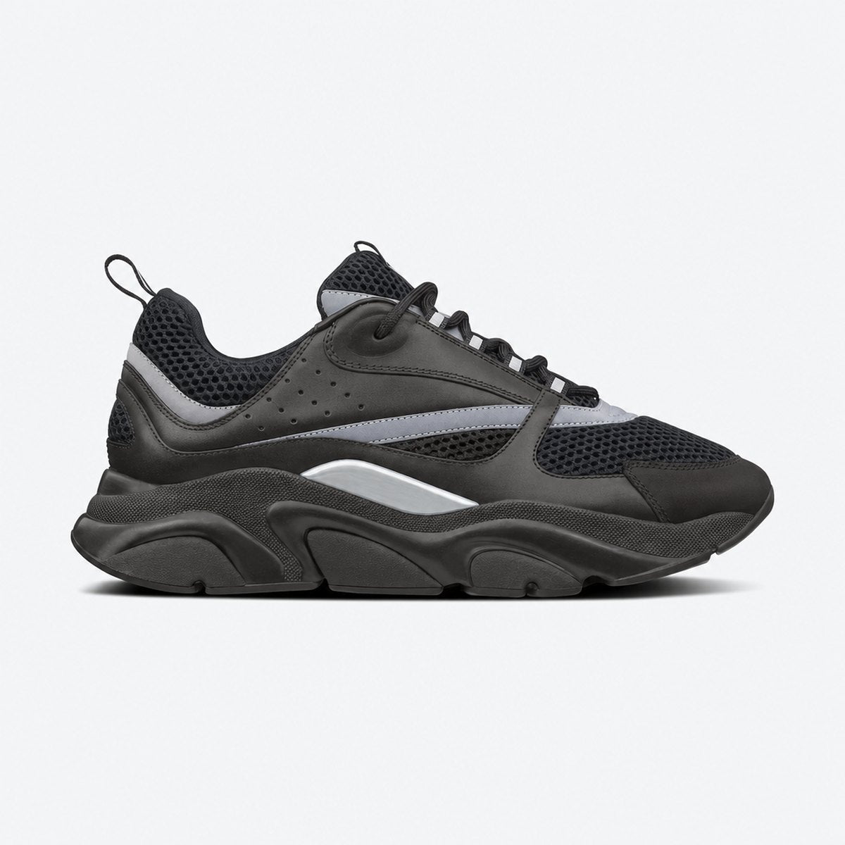 Black Mesh and Leather Chunky Sneakers, photo 1
