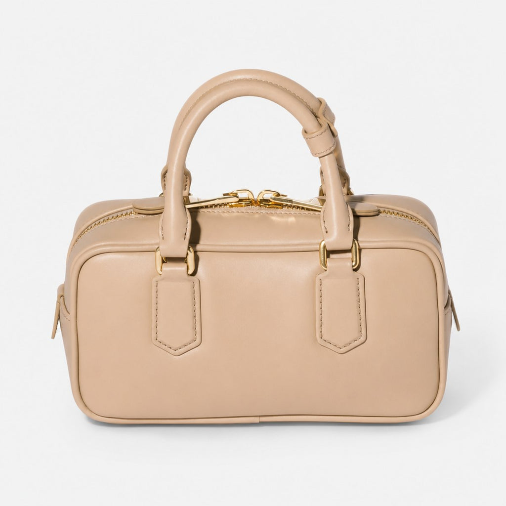Sand Beige Padded Leather Top-Handle Bag, photo 1