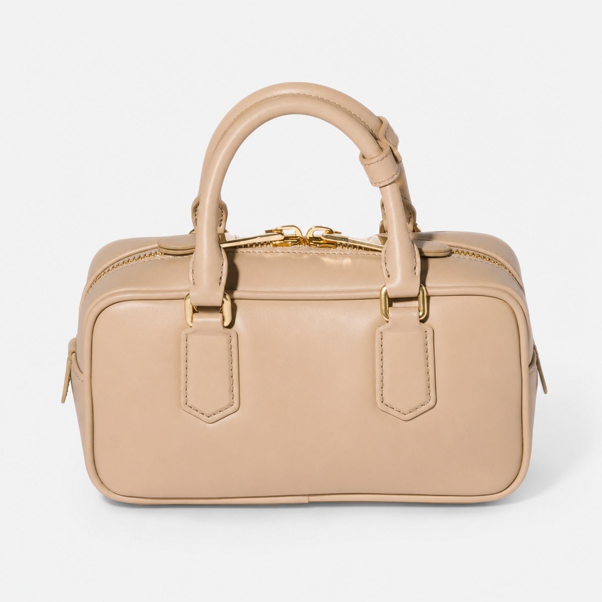 Sand Beige Padded Leather Top-Handle Bag, photo 1